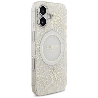 4. Guess IML Flowers Electro Pearl Strap MagSafe Hülle für iPhone 17 - weiß