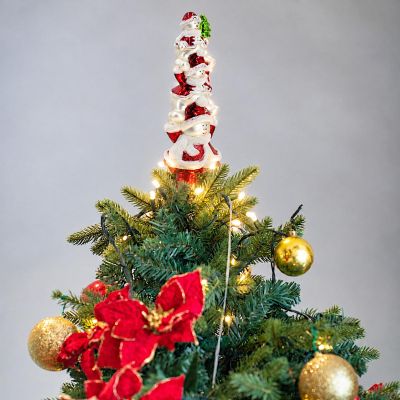 6. Gläserner Christbaumspitzen-Aufsatz 3 Schneemänner 28 cm