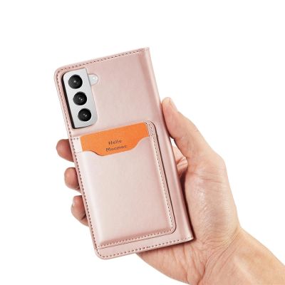 11. Magnet Kartenetui für Samsung Galaxy S22+ (S22 Plus) Etui Geldbörse Kartenhalter Pink