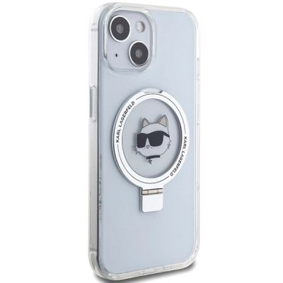 4. Karl Lagerfeld KLHMP15MHMRSCHH iPhone 15 Plus 6,7" weiß/weißes Hardcase Ring Stand Choupette Head MagSafe