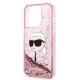 6. Karl Lagerfeld Glitzer Karl's Head Hülle für iPhone 14 Pro Max – Rosa