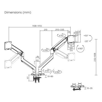 7. Digitus Doppelmonitorhalterung, 2 x 45", 2 x 20 kg