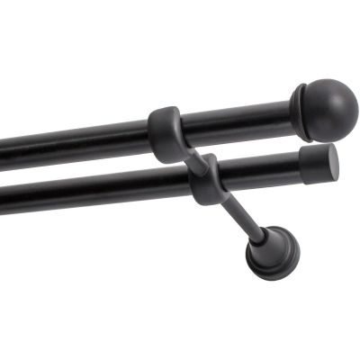 Doppelläufige Gardinenstange Ø 19 mm, schwarz, 160 cm, Knauf, MAX KOWALSKI