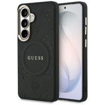 Guess Saffiano Peony Embossed Ring MagSafe Hülle für Samsung Galaxy S26 - Schwarz