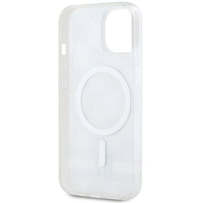 7. DKNY IML Checkered Mono Pattern & Printed Stripes MagSafe-Hülle für iPhone 15 / 14 / 13 – Beige