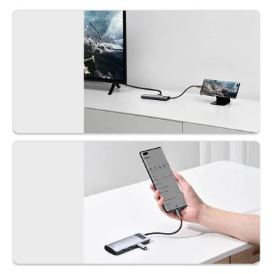 21. Baseus Metal Gleam Series 5-in-1 Multifunktions-HUB USB Typ C - USB Typ C Stromversorgung 100 W / HDMI 4K 30 Hz / 3x USB 3.2 Gen 1 (CAHUB-CX0G)