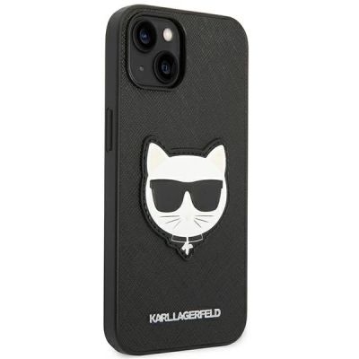 4. Karl Lagerfeld Saffiano Choupette Head Patch Case für iPhone 14 Plus – Schwarz