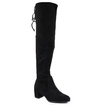 Schwarze, gefütterte Damen-Overknee-Stiefel, Sergio Leone KZ25413