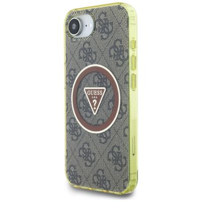 2. Guess IML Metal Glitter 4G Circle Triangle MagSafe Hülle für iPhone 16e - Braun