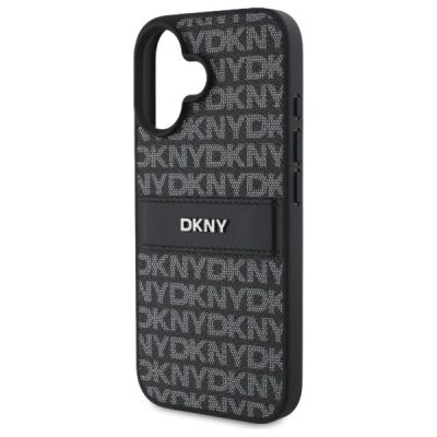 6. DKNY Texture Pattern Tonal Stripe Hülle für iPhone 16 – Schwarz