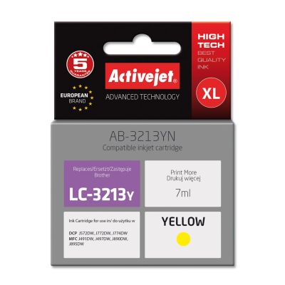 Activejet AB-3213YN Tinte (Ersatz für Brother LC3213Y; Supreme; 7 ml; Gelb)