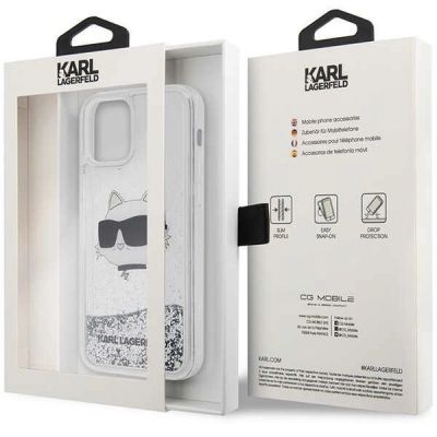 8. Karl Lagerfeld KLHCP12MLNHCCS iPhone 12/ 12 Pro 6,1" Silber/Silber Hardcase Glitter Choupette Head