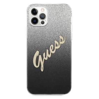 3. Guess, GUHCP12MPCUGLSBK iPhone 12/12 Pro 6,1" schwarz/schwarzes Hardcase Glitter Gradient Script