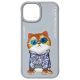 4. Nimmy Glasses Cool Cat iPhone 15 Hülle - Grau