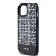 6. DKNY MagSafe Lederhülle mit bedrucktem Muster und Metalllogo für iPhone 15/14/13 – Schwarz