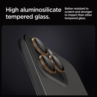 9. Spigen Optik Pro GLAS.TR „EZ FIT“ Kameraschutz 2er-PACK für iPhone 16 Pro / Pro Max – braun