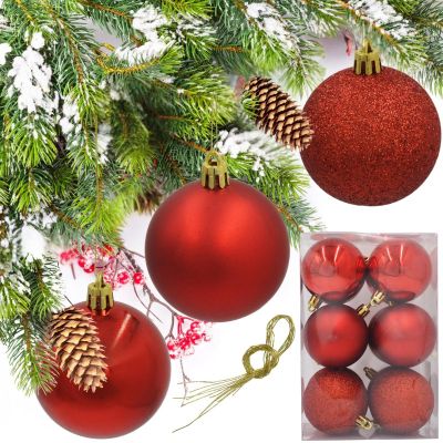 11. Dekorative Kunststoffkugeln, 12 Stück, 60 mm, rot