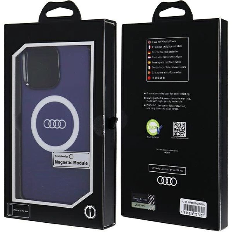 7. Audi IML Big Logo MagSafe Hülle für iPhone 15 Pro Max – blau