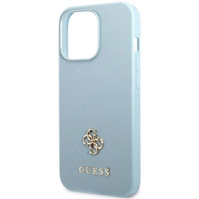 6. Guess Saffiano 4G Small Metal Logo Case für iPhone 13 Pro / 13 – Blau