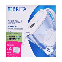 Brita Marella Filterkanne + 4 Maxtra Pro PP Filterkartuschen (2,4 l; weiß)