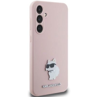 4. Karl Lagerfeld Choupette Metal Pin-Hülle aus Silikon für Samsung Galaxy S23 FE – Rosa