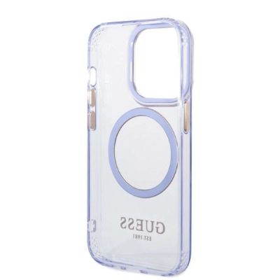 7. Guess GUHMP14LHTCMU iPhone 14 Pro 6,1" lila/lila Hartschale Gold Outline Translucent MagSafe