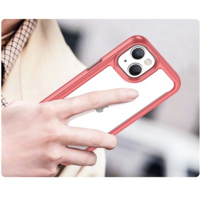 5. Outer Space Case iPhone 14 Plus Hardcover mit Gelrahmen rot