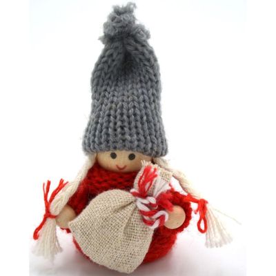 11. Dekorative Puppe mit Tasche, rotes Mädchen, 7,5 cm