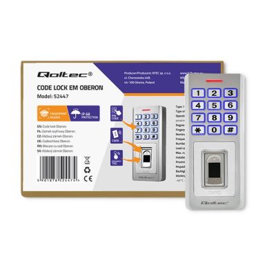 9. QOLTEC OBERON Zahlenschloss mit Fingerabdruckleser | RFID | Code | Karte | Schlüsselring | Klingel | IP68 | EM