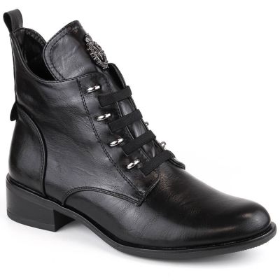 16. Jezzi W JEZ412A isolierte flache Stiefeletten, schwarz