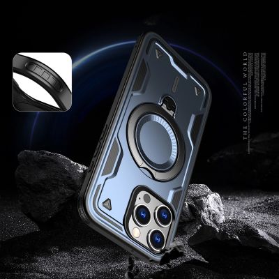 5. Hybrid Armor Trendige Hülle mit MagSafe für iPhone 16 Pro Max – Blau