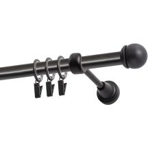 Einläufige Gardinenstange Ø 19 mm, schwarz, 240 cm, MAX-Kugel, mit Ringen, KOWALSKI