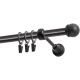 Einläufige Gardinenstange Ø 19 mm, schwarz, 240 cm, MAX-Kugel, mit Ringen, KOWALSKI