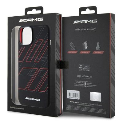 8. AMG MagSafe-Hülle aus Silikon mit großem Rautenmuster für iPhone 15 Plus / 14 Plus – Schwarz