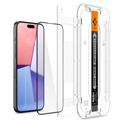 2. Spigen Glas.tR EZ Fit FC gehärtetes Glas für iPhone 15 Pro – Schwarz 2 Stk.