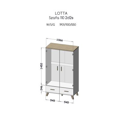 LOTTA 2D2S Kleiderschrank weiß + Sonoma Eiche