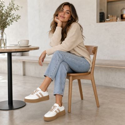 9. Weiße Damen-Plateauschuhe aus Wildleder, Modell Filippo DP6776