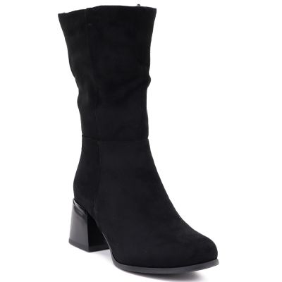 Schwarze Damen-Stiefeletten mit kurzem Absatz aus Wildleder, Modell Jezzi ASA269-7