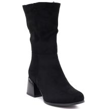 Schwarze Damen-Stiefeletten mit kurzem Absatz aus Wildleder, Modell Jezzi ASA269-7