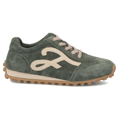 2. Damen-Lederschuhe, Wildleder-Sneaker, grün, Filippo DP7961