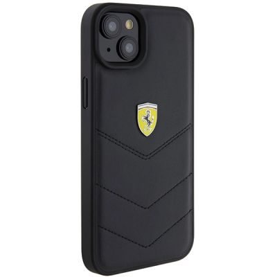4. Ferrari FEHCP15MRDUK iPhone 15 Plus 6,7" schwarz/schwarzes Hardcase mit gestepptem Metalllogo