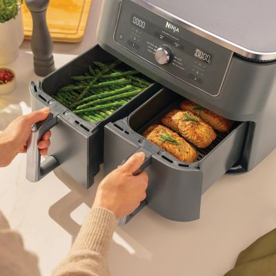 32. Ninja DZ400EU Doppelfritteuse 9,5 l, autonom, 2470 W, Heißluftfritteuse, Grau
