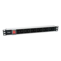 Equip 333318 PDU 12-fach Stromverteilereinheit 1HE Schwarz, Silber