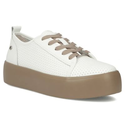 Damen-Sportschuhe aus Leder, weiße Creepers, Filippo DP6116