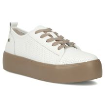 Damen-Sportschuhe aus Leder, weiße Creepers, Filippo DP6116
