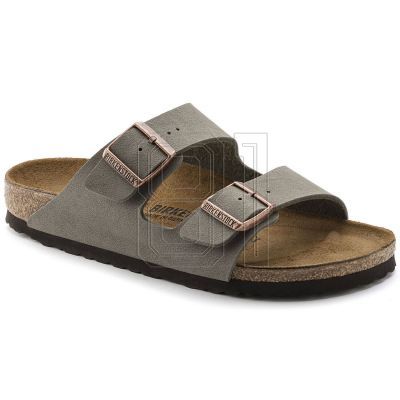 8. Birkenstock Arizona Birko-Flor Nubuk Stone Regular Wide Grau Damen/Herren Pantoletten (0151211)