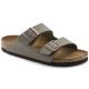 8. Birkenstock Arizona Birko-Flor Nubuk Stone Regular Wide Grau Damen/Herren Pantoletten (0151211)