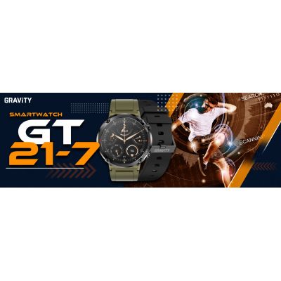 10. Gravity GT21-7 Smartwatch + Schwarzes Silikonarmband