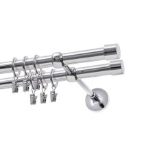 Doppelte Gardinenstange Ø 19 mm Chrom 200 cm LUNA mit Ringen KOWALSKI