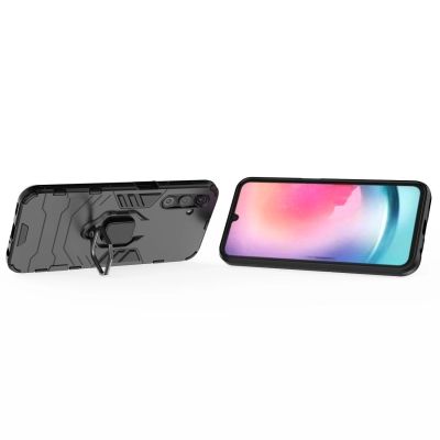 4. Ring Armor Hülle für Samsung Galaxy A24 4G Panzerhülle Magnethalter Ring schwarz